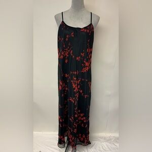 Maxi Dress Whimsigoth Dark Floral  Fairy Goth Y2K Slip Romantic Womens SZ L